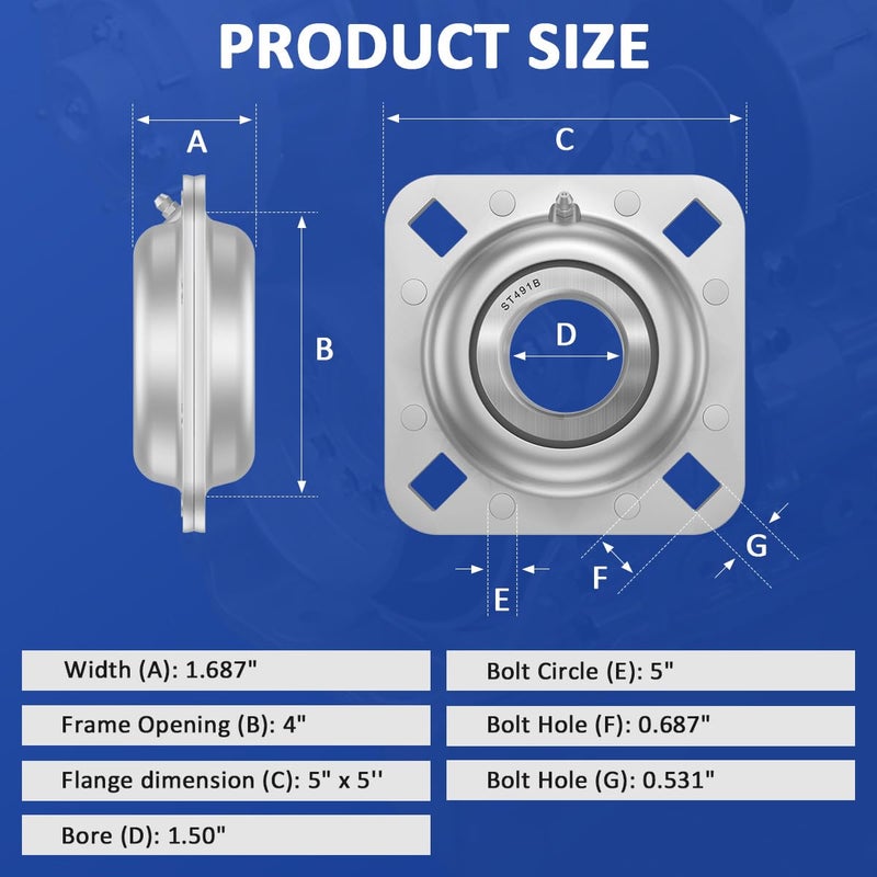 Eagleggo ST491B Disc Bearing Flange Unit 1-1/2" Round Bore for DHU1-1/2R-209 DHU112R209 ST3027 1934-12-0 40-109 238813B 822-208C FD209RB Disc Harrow Flange Bearing Unit - Image 2